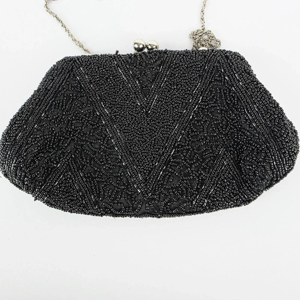 Vintage La Regale Black Beaded Evening Bag NWT
